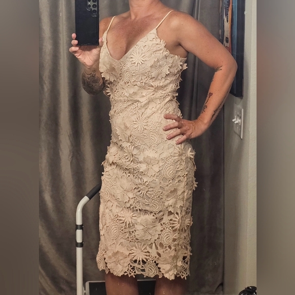 Lulu's Steal Your Heart Cream Crochet Lace Mini Dress - Picture 3 of 5